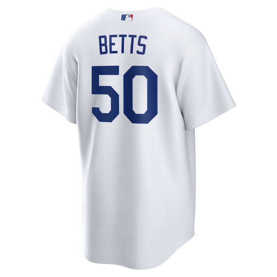 Mookie Betts 50 Los Angeles Dodgers Home Player Name Men Jersey - White Jersey