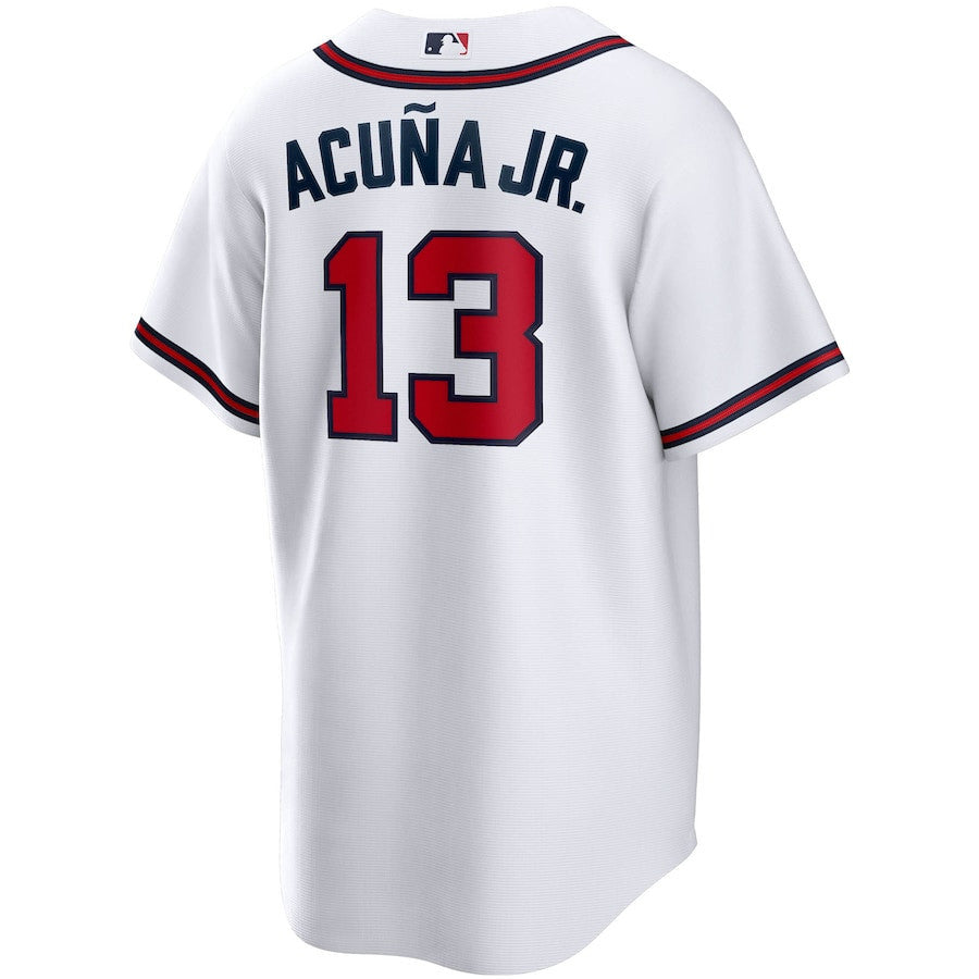 Ronald Acuna Jr. 13 Atlanta Braves Home Player Name Men Jersey - White Jersey