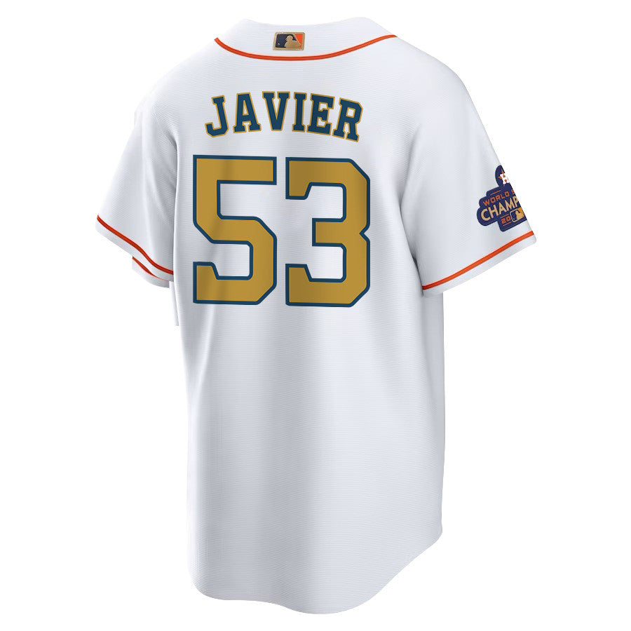 Cristian Javier 53 Houston Astros 2023 Gold Collection Men Jersey - White/Gold
