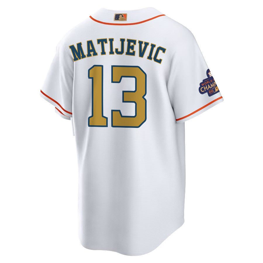 J.J. Matijevic 13 Houston Astros 2023 Men Jersey - White/Gold