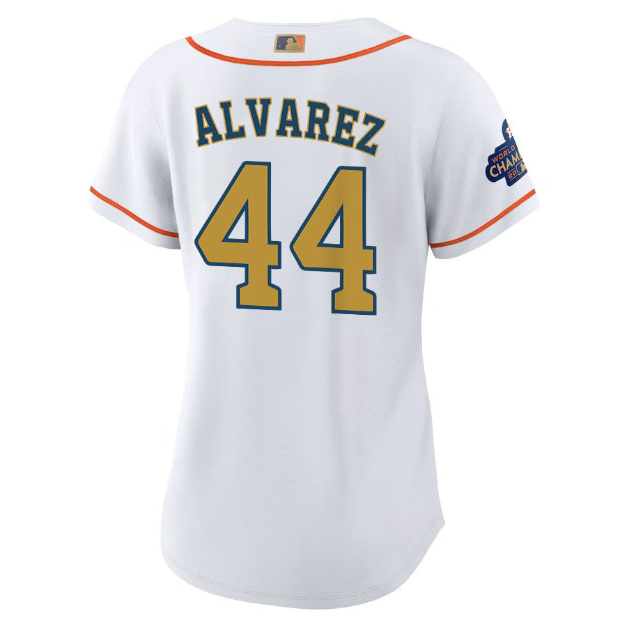 Yordan Alvarez 44 Houston Astros 2023 Gold Collection Women Jersey - White/Gold