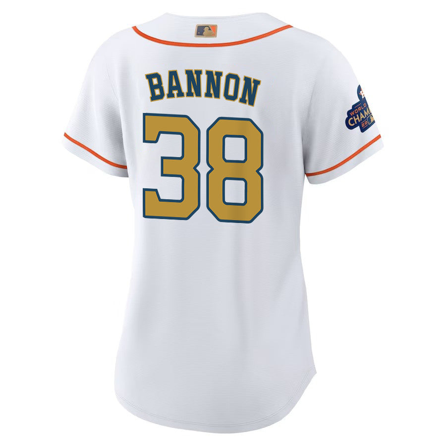 Rylan Bannon 38 Houston Astros 2023 Women Jersey - White/Gold