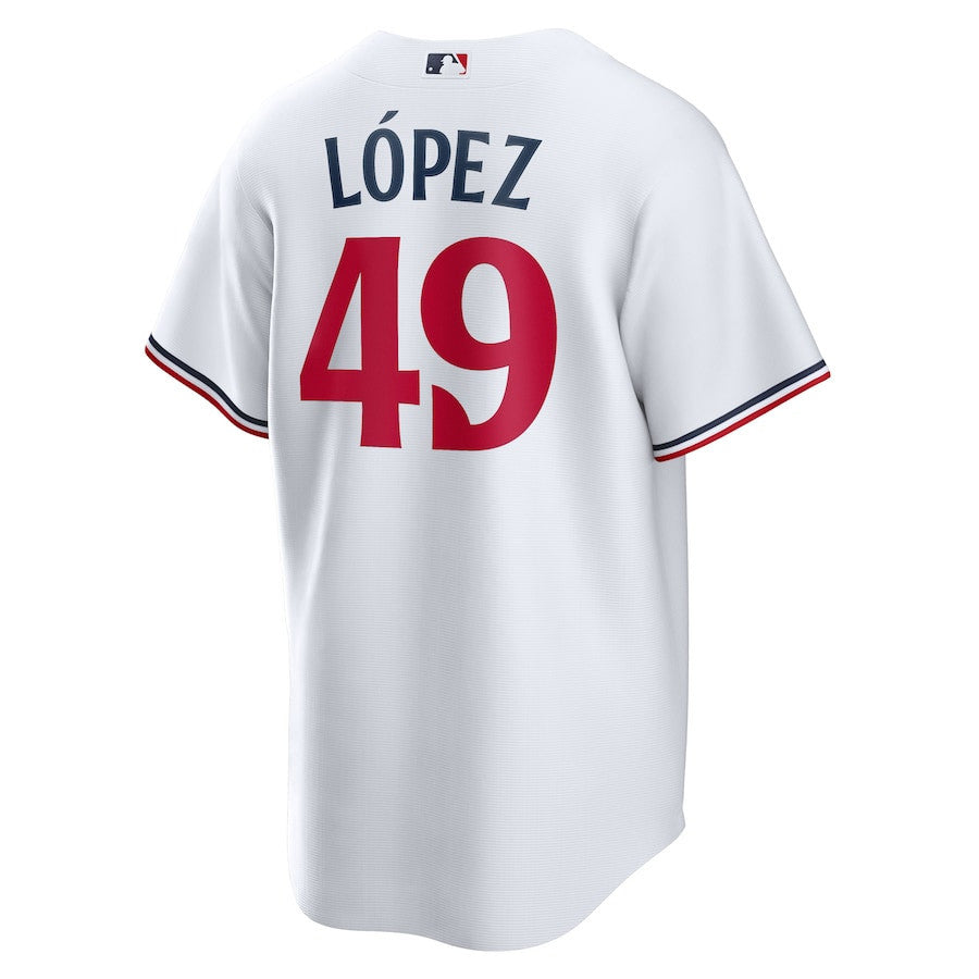 Pablo López 49 Minnesota Twins Team Logo Home Men Jersey - White