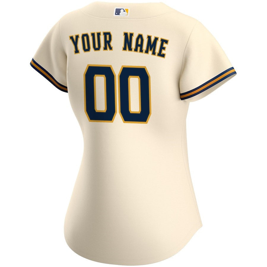Milwaukee Brewers Women's Home Custom Jersey - Cream