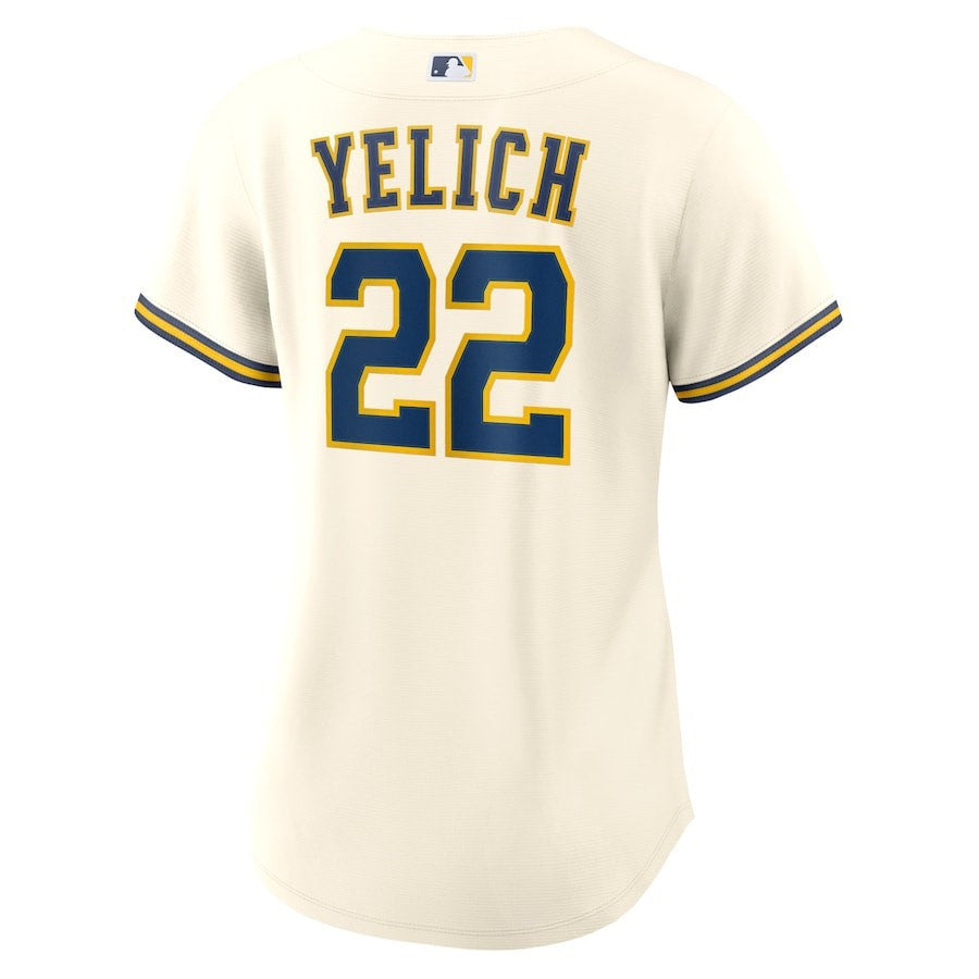 Christian Yelich 22 Milwaukee Brewers Women's Home Player Jersey - Cream