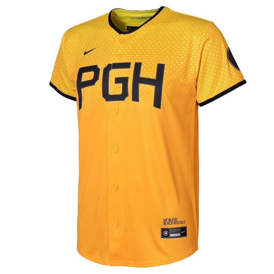 Bryan Reynolds 10 Pittsburgh Pirates 2023 City Connect Youth Jersey - Gold