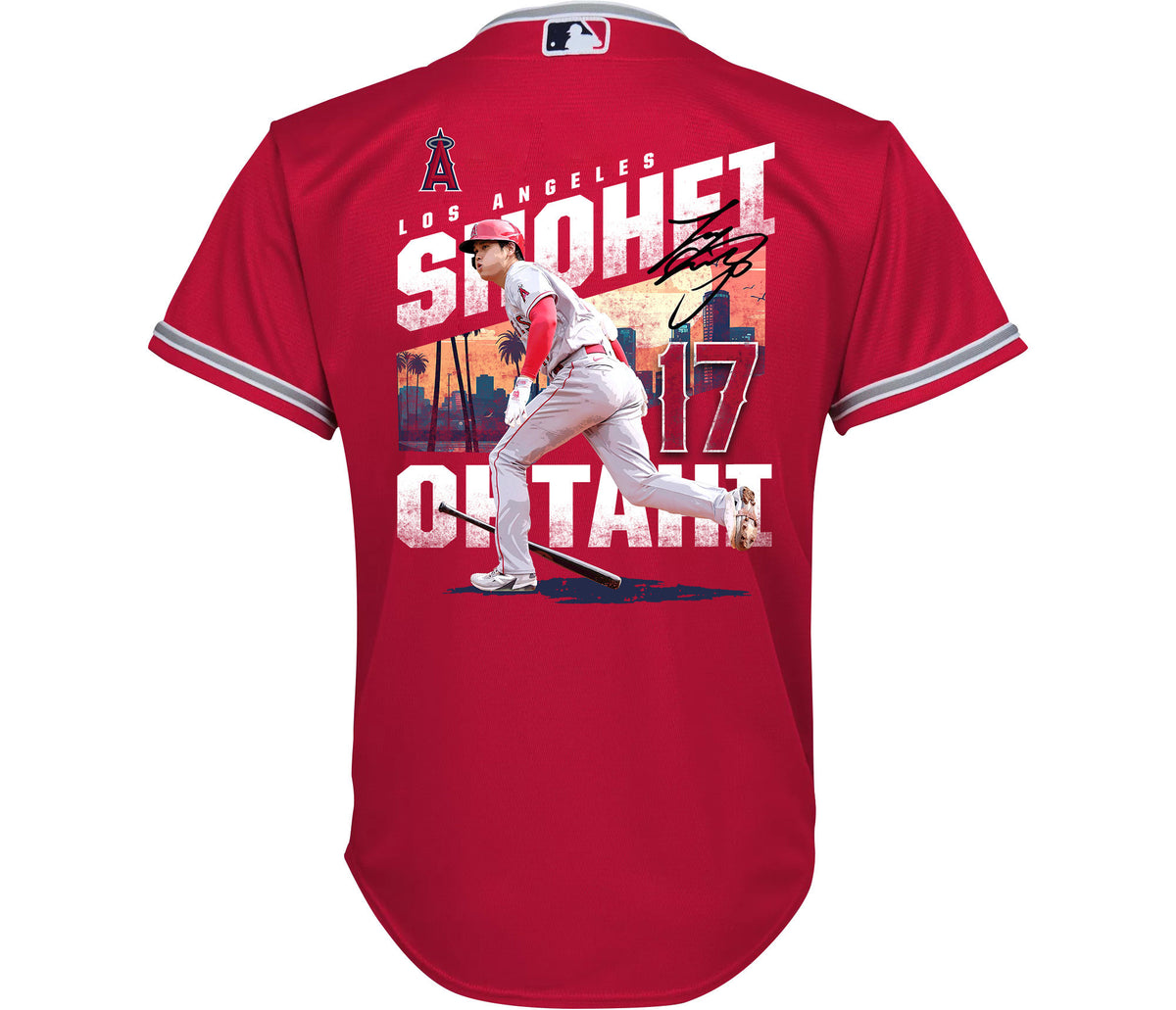 Shohei Ohtani 17 Los Angeles Angels Signed City 2023 Alternate Player YOUTH Jersey - Red