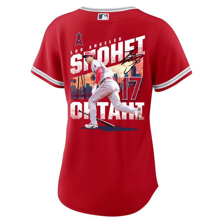 Shohei Ohtani 17 Los Angeles Angels Signed City 2023 Alternate Player Women Jersey - Red