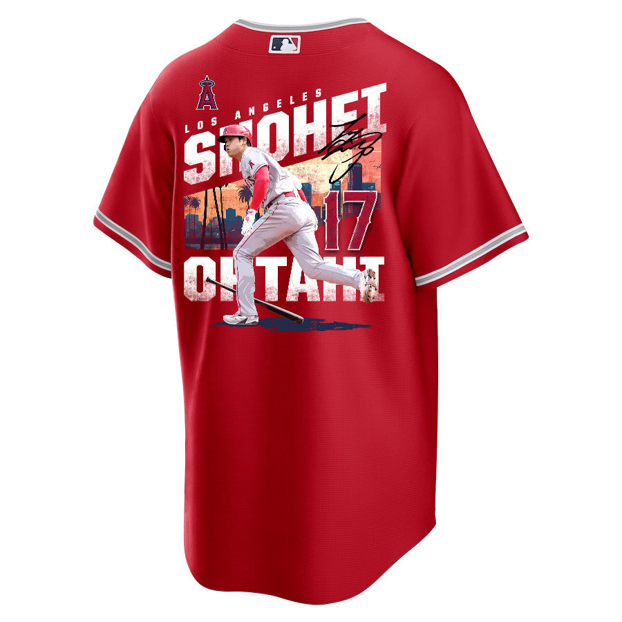 Shohei Ohtani 17 Los Angeles Angels Signed City 2023 Alternate Player Men Jersey - Red