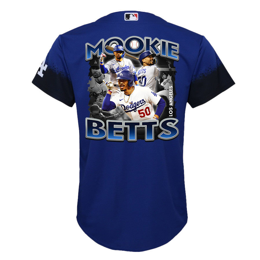 Mookie Betts 50 Los Angeles Dodgers Posture 2023 City Connect Player YOUTH Jersey - Royal