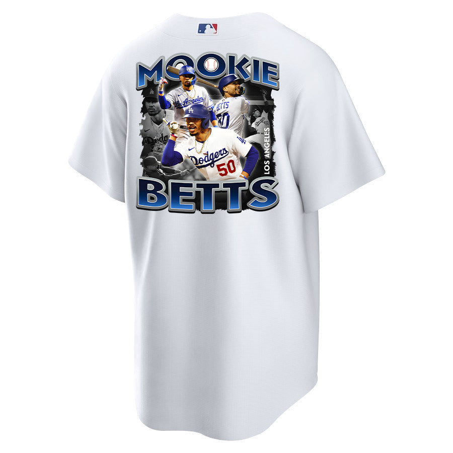 Mookie Betts 50 Los Angeles Dodgers Posture 2023 Home Player Men Jersey - White