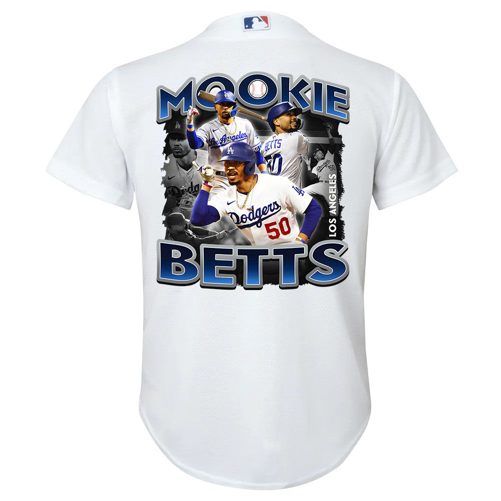 Mookie Betts 50 Los Angeles Dodgers Posture 2023 Home Player YOUTH Jersey - White