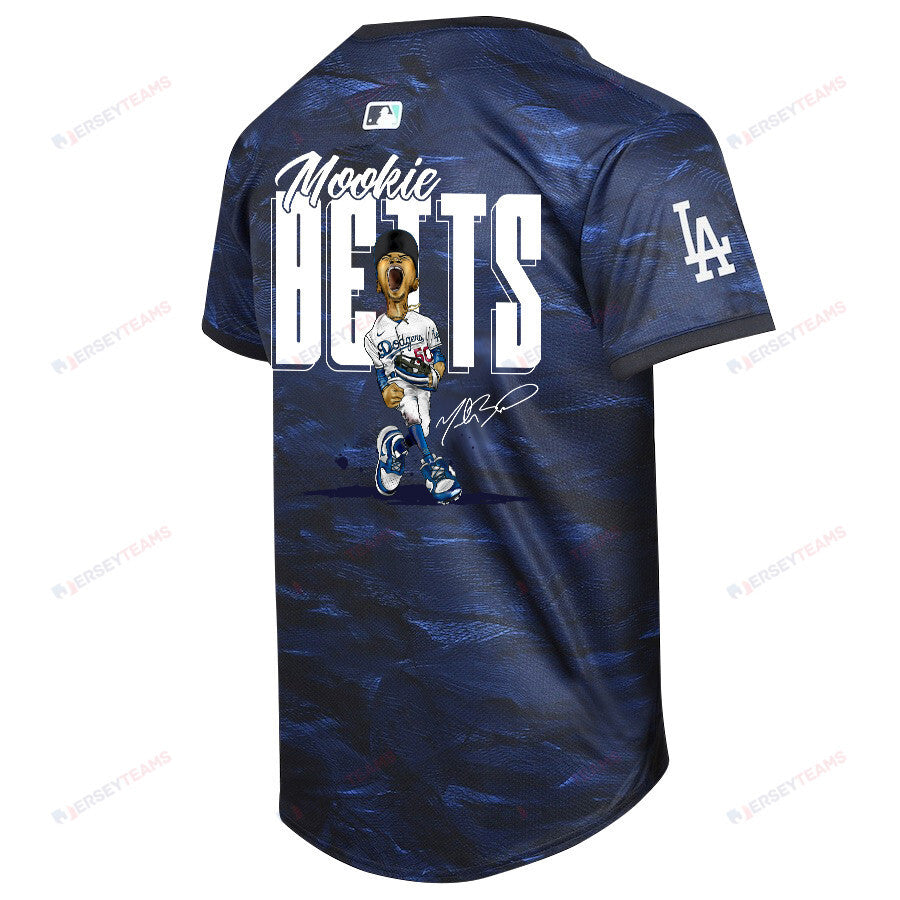 Mookie Betts 50 Los Angeles Dodgers Signed Cartoon 2023 All-Star Game Limited Player YOUTH Jersey - Royal