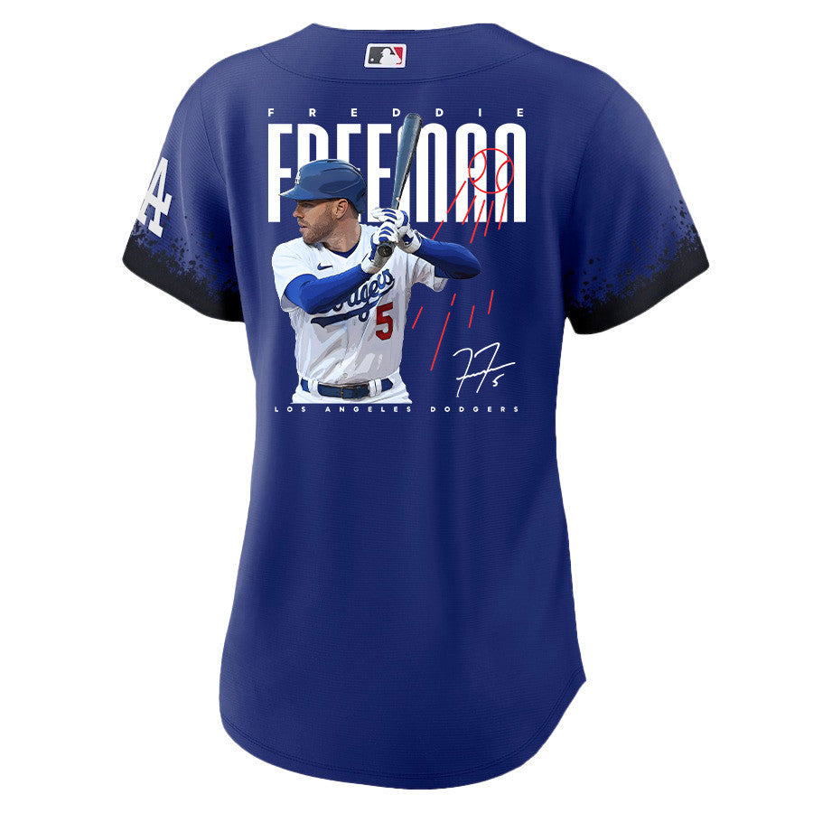 Freddie Freeman 5 Los Angeles Dodgers Signed Logo 2023 City Connect Player Women Jersey - Royal