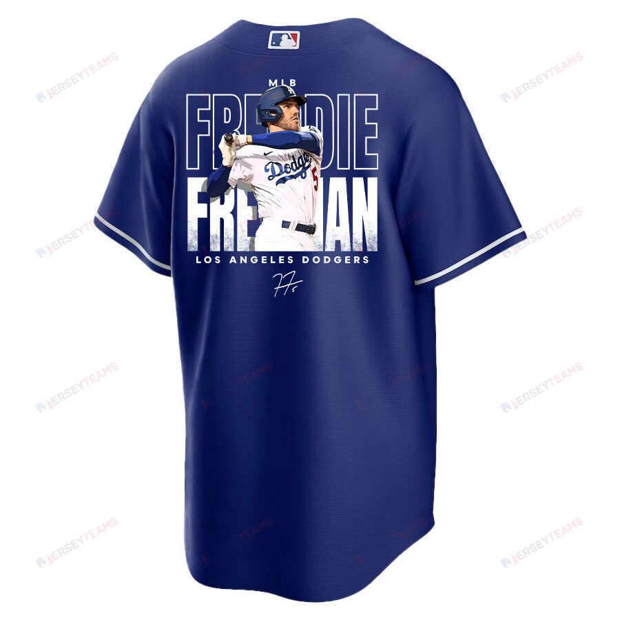 Freddie Freeman 5 Los Angeles Dodgers Signed Home Run 2023 Alternate Player Men Jersey - Royal
