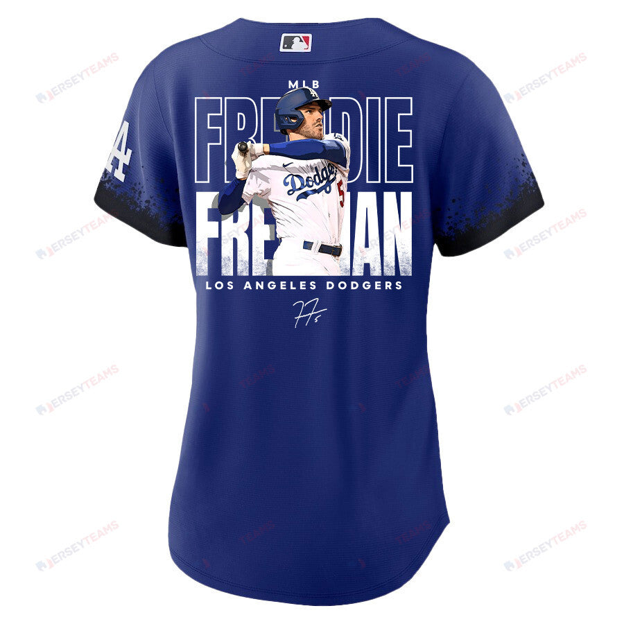 Freddie Freeman 5 Los Angeles Dodgers Signed Home Run 2023 City Connect Player Women Jersey - Royal