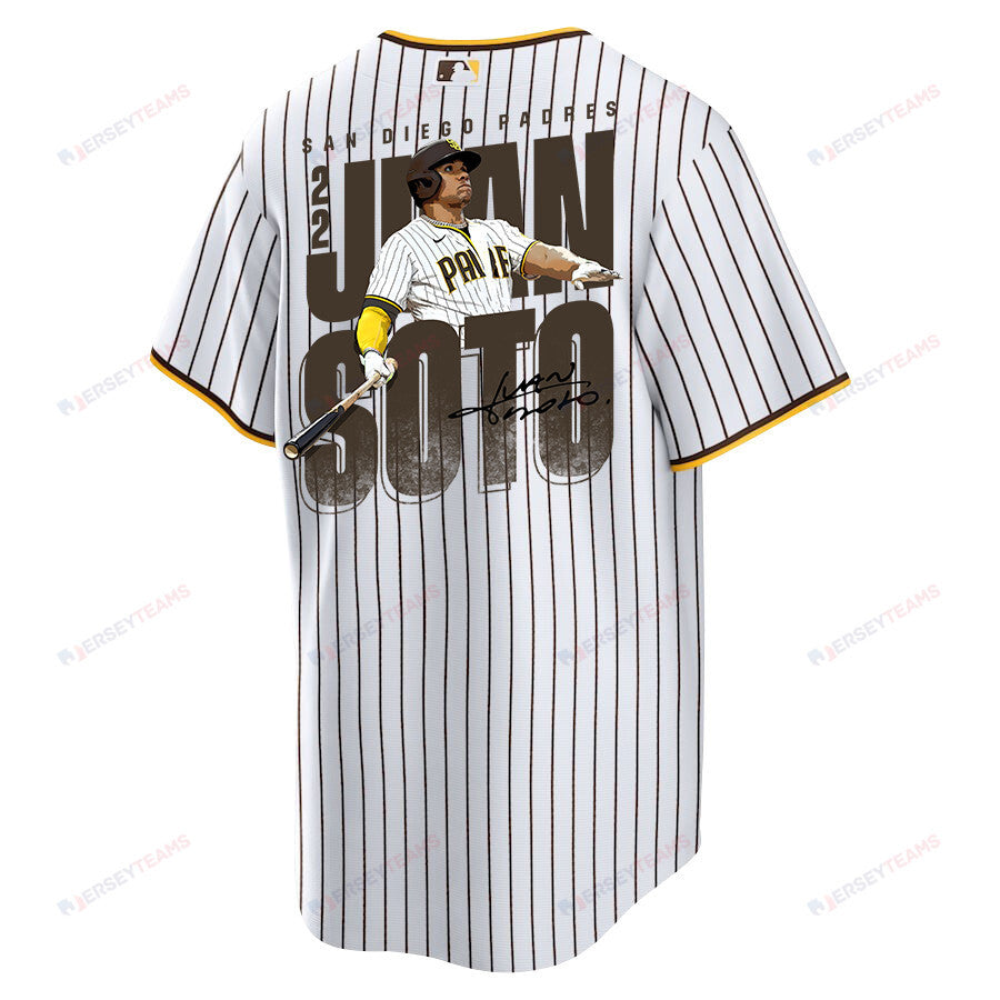Juan Soto 22 San Diego Padres Signed Posture 2023 Home Player Men Jersey - White