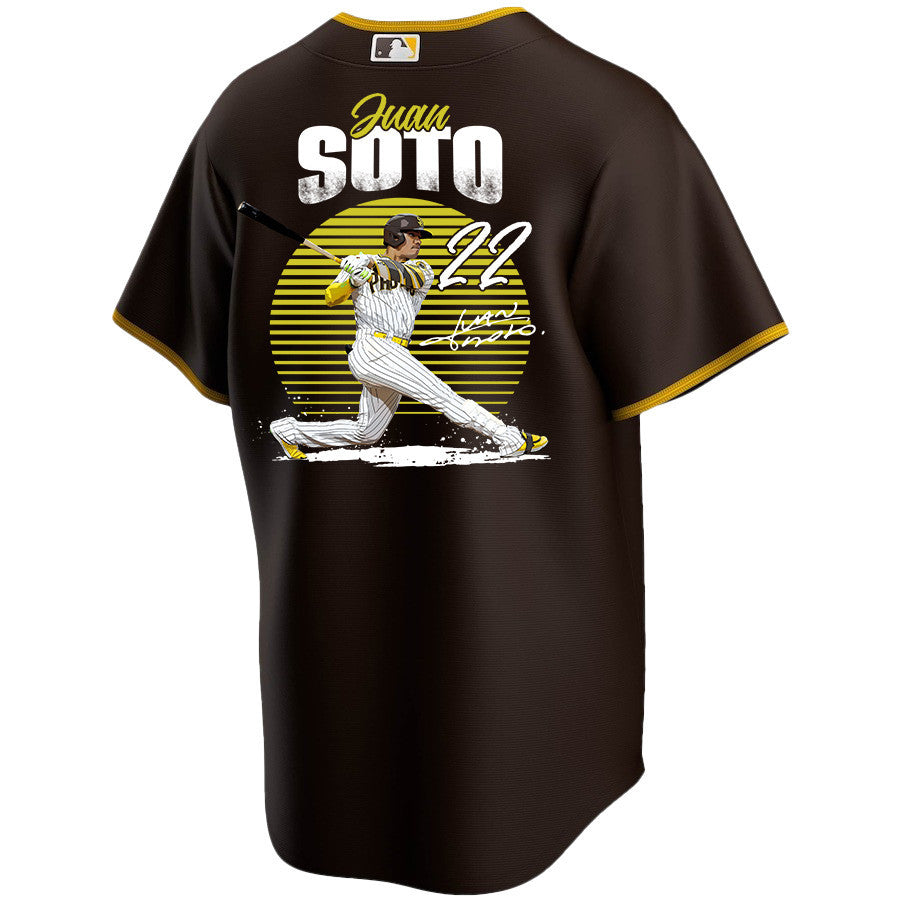 Juan Soto 22 San Diego Padres Signed Hit 2023 Alternate Player Men Jersey - Brown