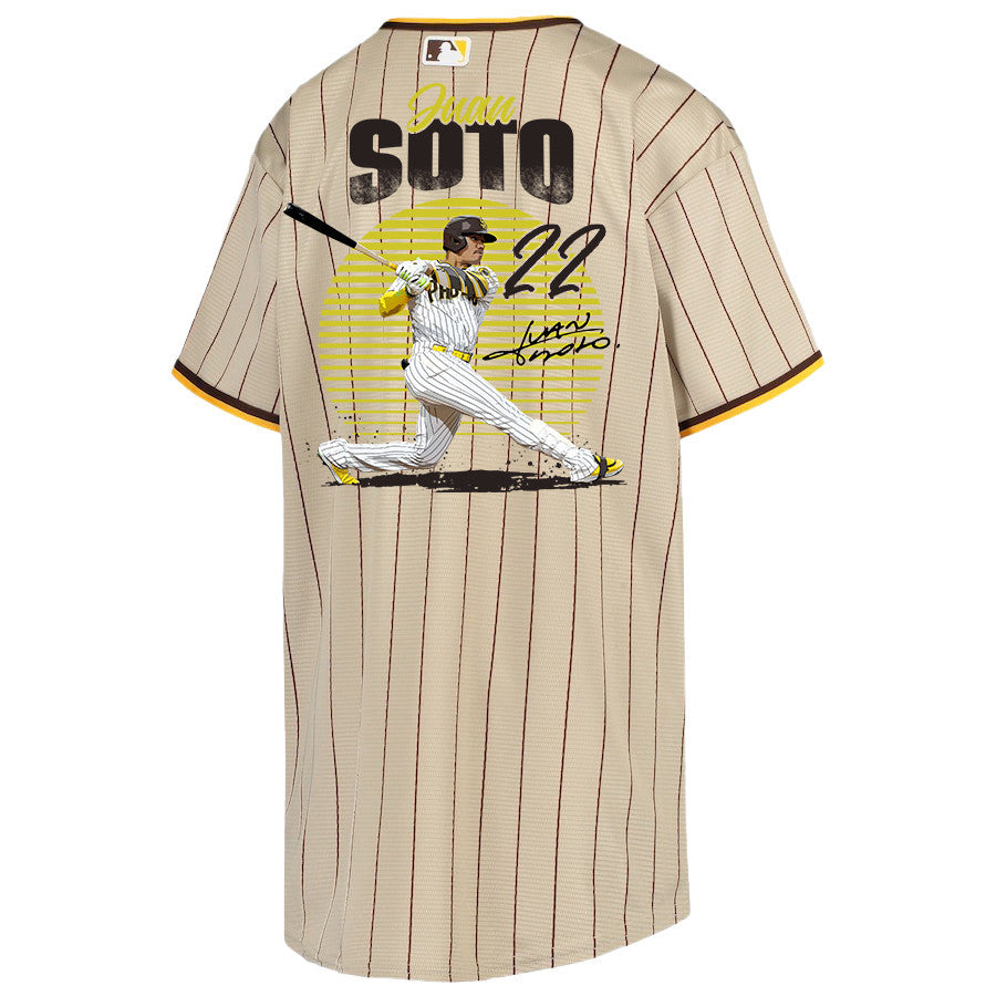 Juan Soto 22 San Diego Padres Signed Hit 2023 Alternate Player YOUTH Jersey - Sand/Brown