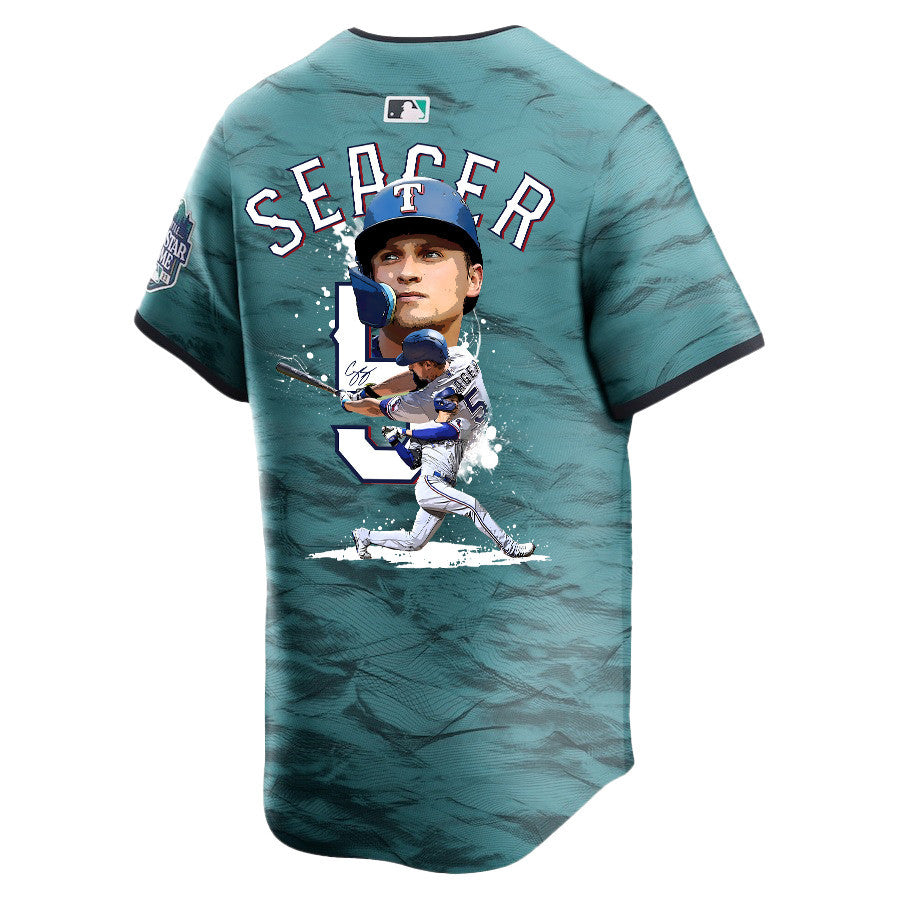 Corey Seager 5 Texas Rangers Signed Posture 2023 All-Star Game Limited Player Men Jersey - Teal