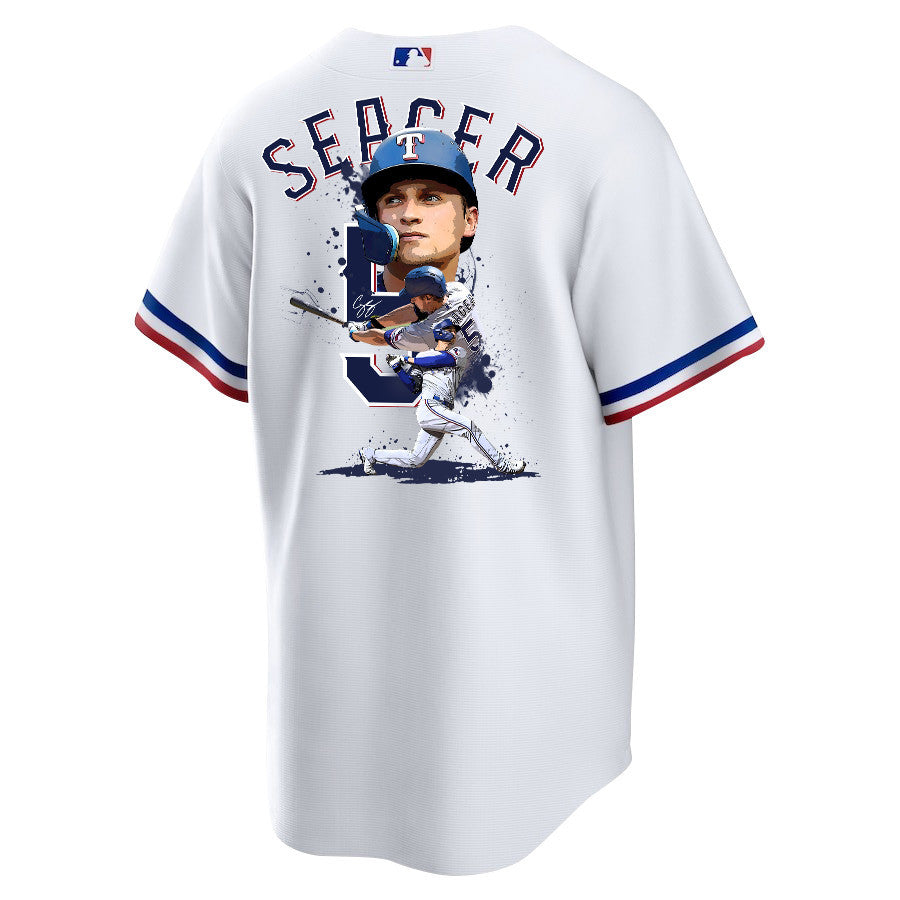 Corey Seager 5 Texas Rangers Signed Posture 2023 Home Player Men Jersey - White