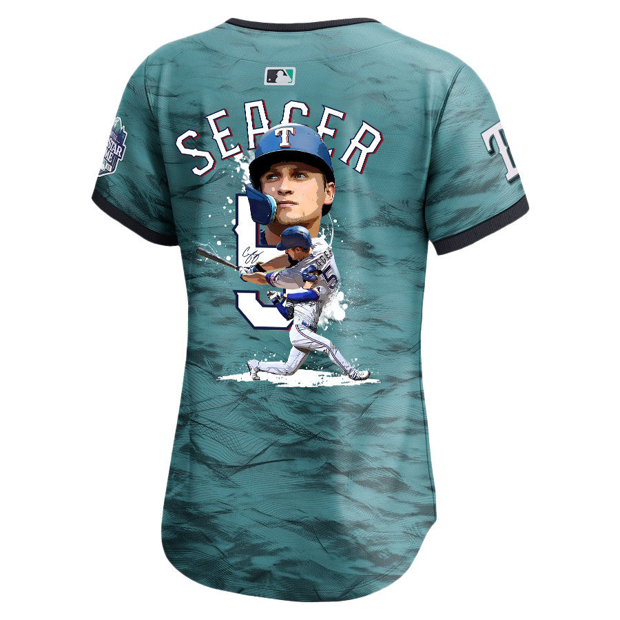 Corey Seager 5 Texas Rangers Signed Posture 2023 All-Star Game Limited Player Women Jersey - Teal