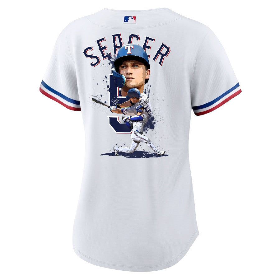 Corey Seager 5 Texas Rangers Signed Posture 2023 Home Player Women Jersey - White