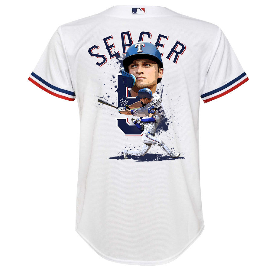 Corey Seager 5 Texas Rangers Signed Posture 2023 Home Player YOUTH Jersey - White