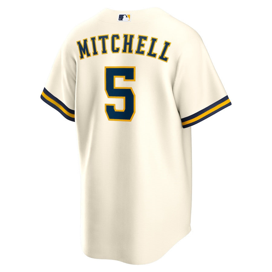 Garrett Mitchell 5 Milwaukee Brewers Men Jersey - Cream