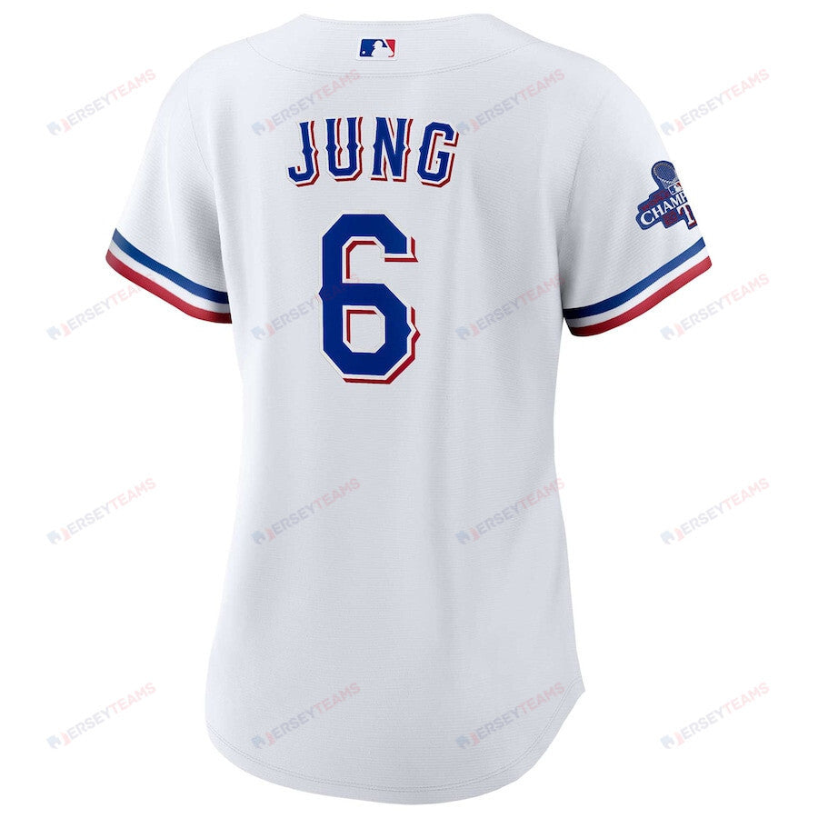 Josh Jung 6 Texas Rangers Home 2023 World Series Champions Women Jersey - White