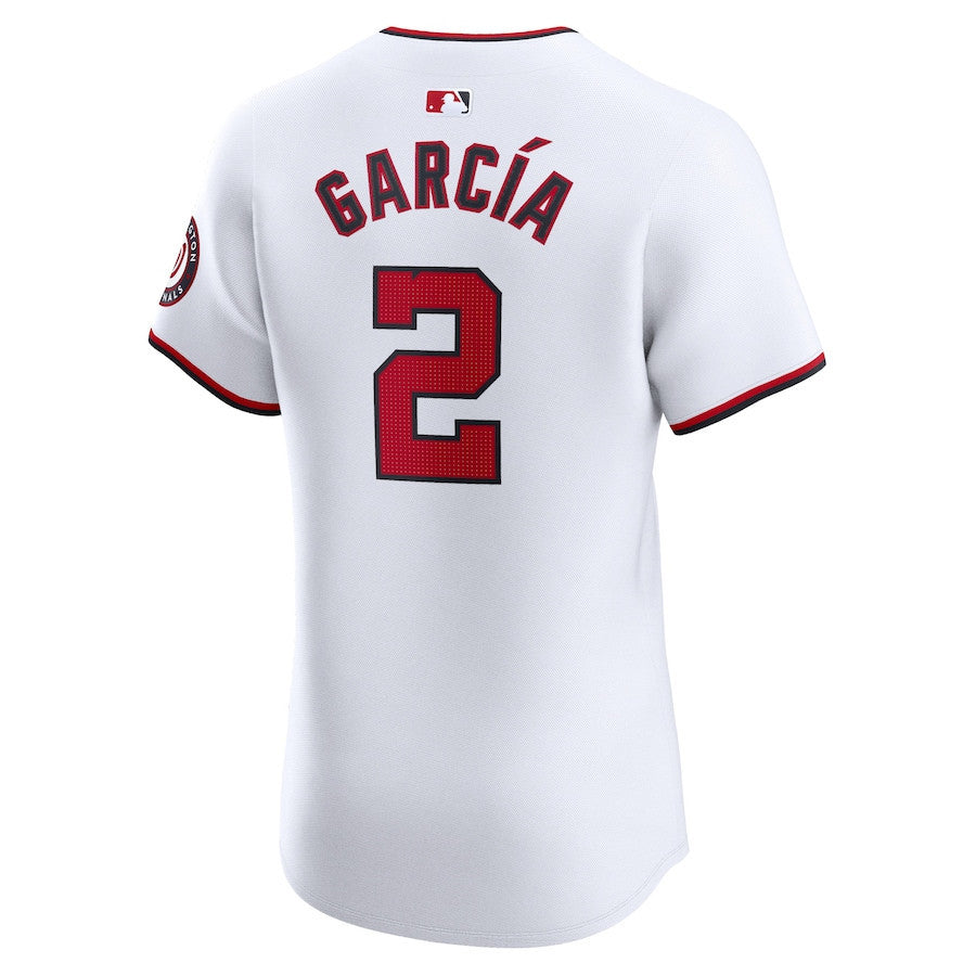 Luis Garcia 2 Washington Nationals Home Elite Player Men Jersey - White