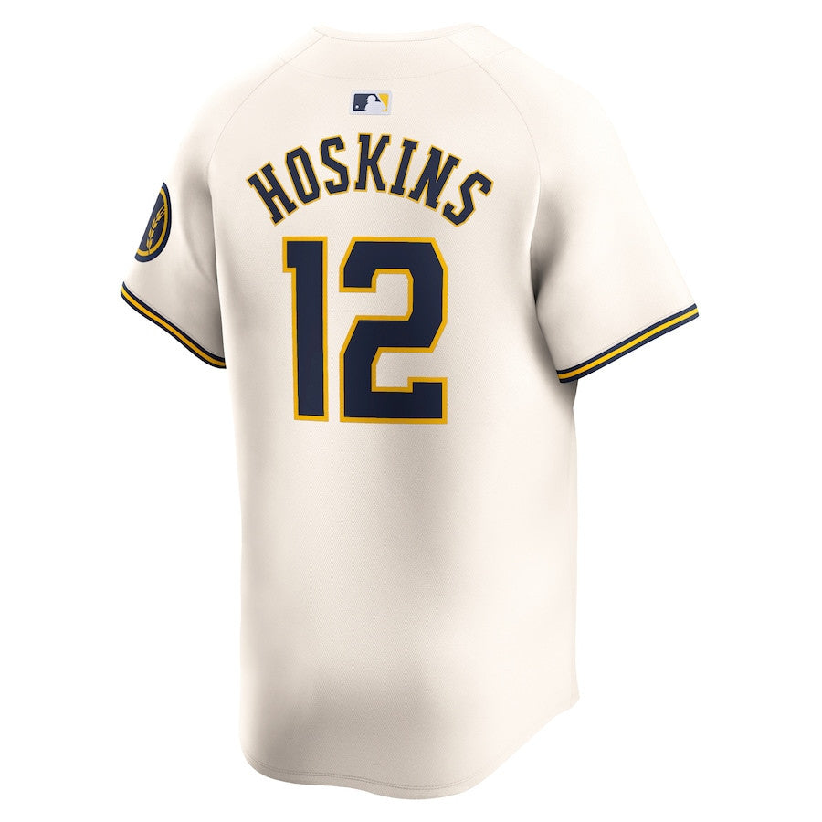 Rhys Hoskins 12 Milwaukee Brewers Home Limited Player Men Jersey - Cream