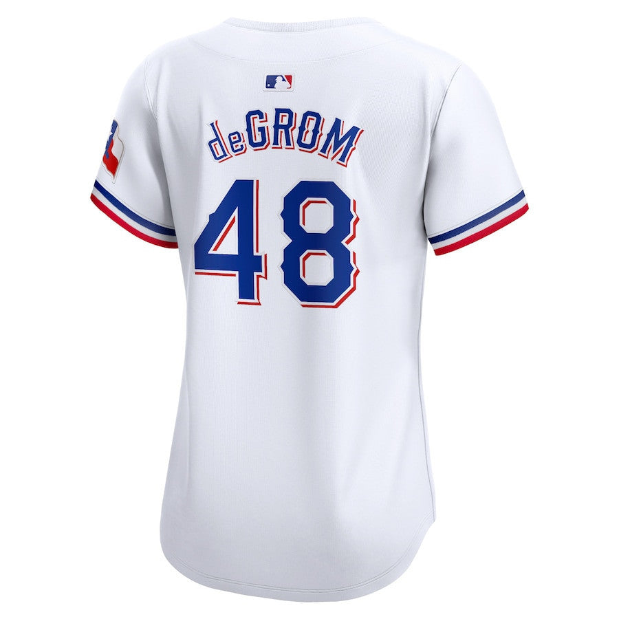 Jacob deGrom 48 Texas Rangers Women Home Limited Player Jersey - White