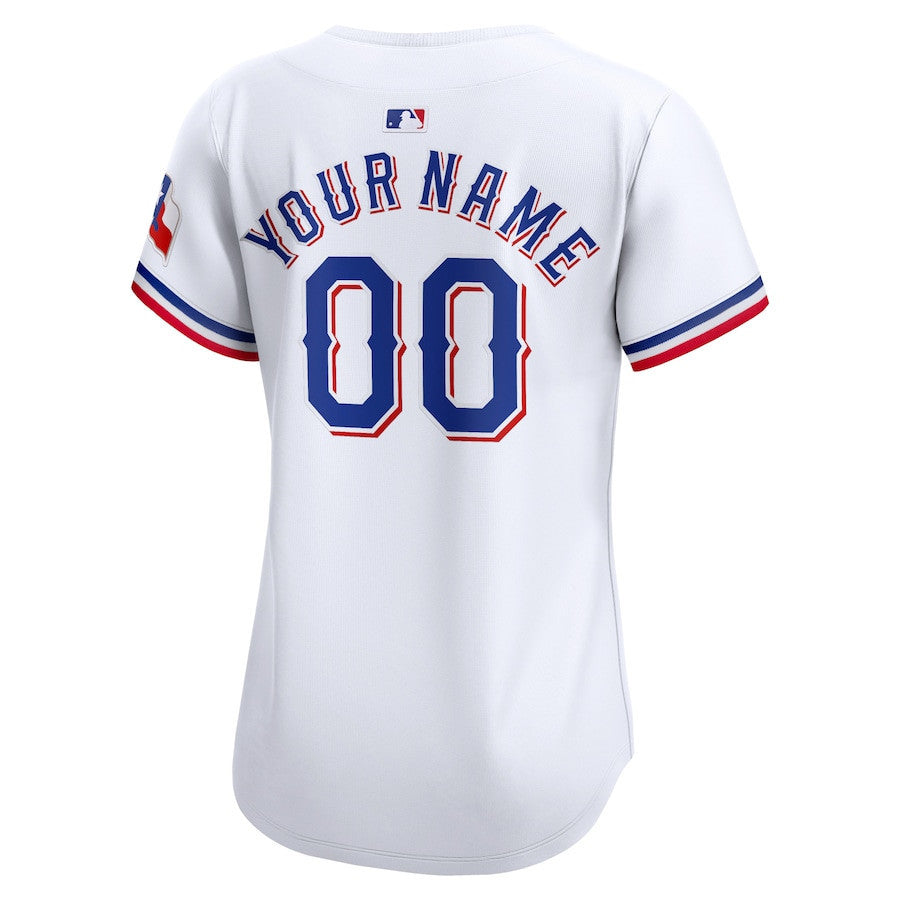 Texas Rangers Women Home Limited Player Custom Jersey - White
