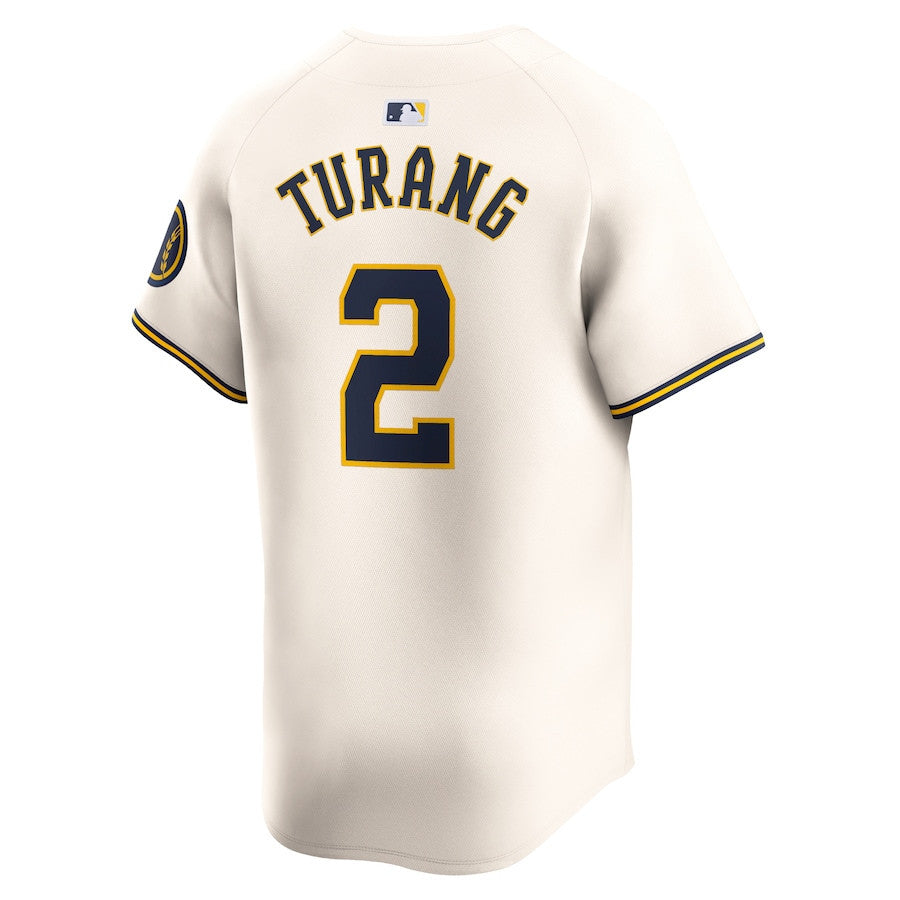 Brice Turang 2 Milwaukee Brewers Home Limited Men Jersey - Cream