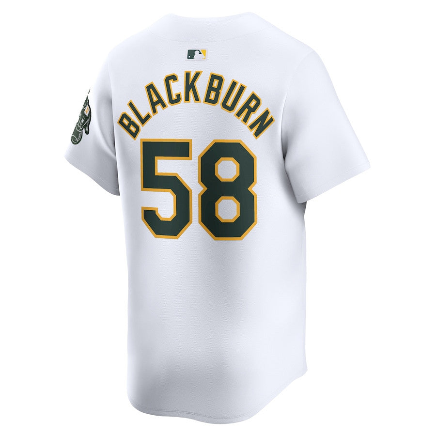 Paul Blackburn 58 Oakland Athletics Home Limited Player Men Jersey - White