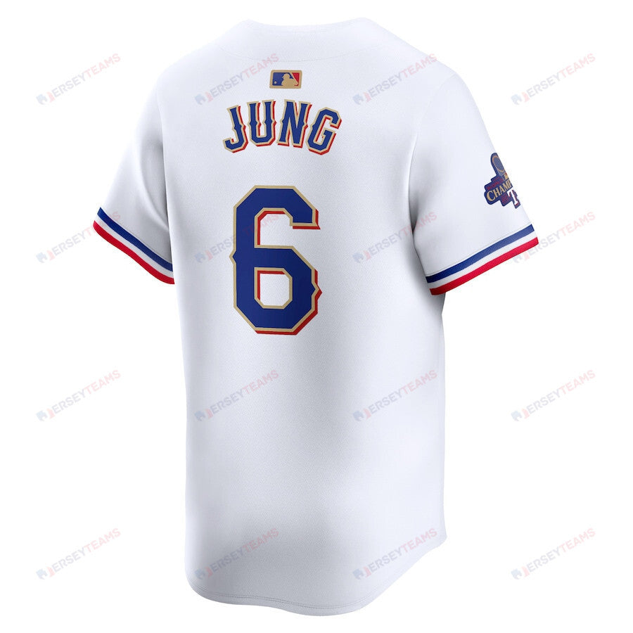 Josh Jung 6 Texas Rangers 2024 Gold Collection Limited Jersey - White