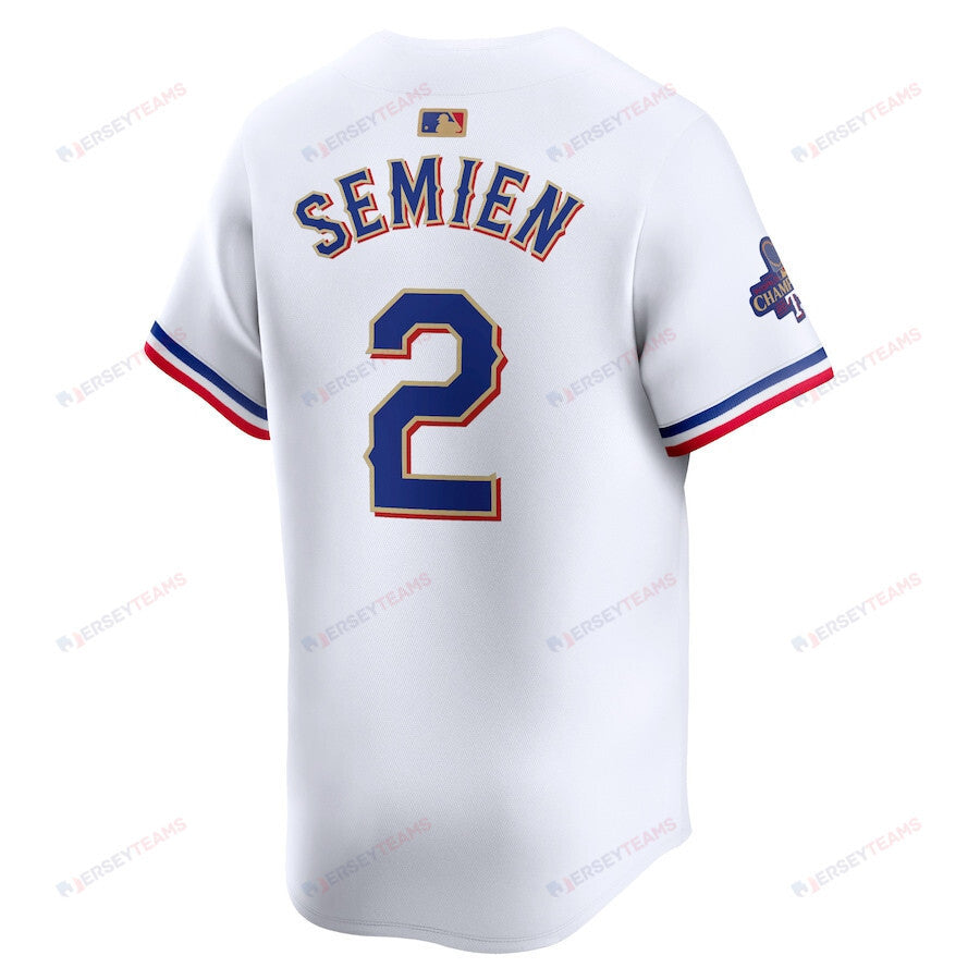 Marcus Semien 2 Texas Rangers 2024 Gold Collection Limited Jersey - White