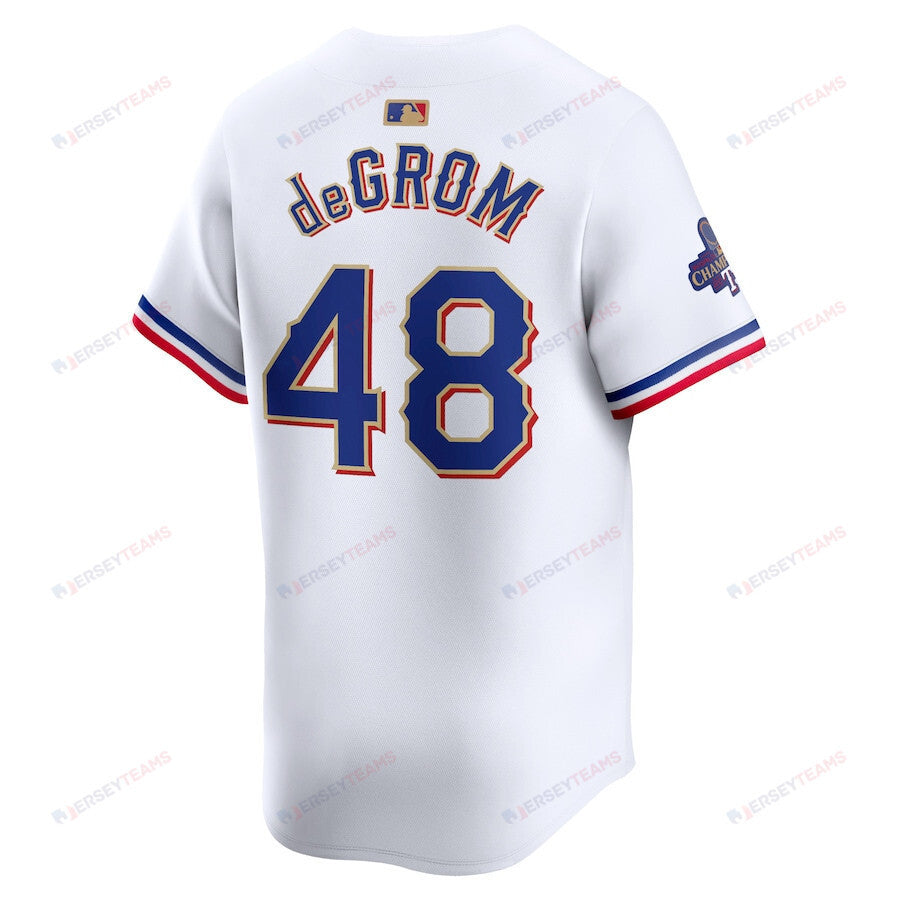 Jacob deGrom 48 Texas Rangers 2024 Gold Collection Limited Jersey - White