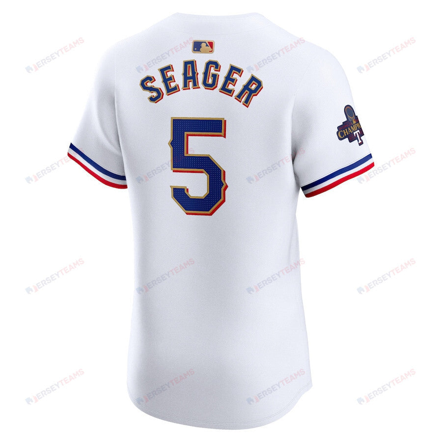 Corey Seager 5 Texas Rangers 2024 Gold Collection ELITE Player Jersey - White