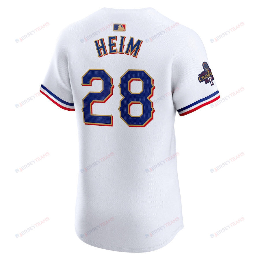 Jonah Heim 28 Texas Rangers 2024 Gold Collection ELITE Player Jersey - White