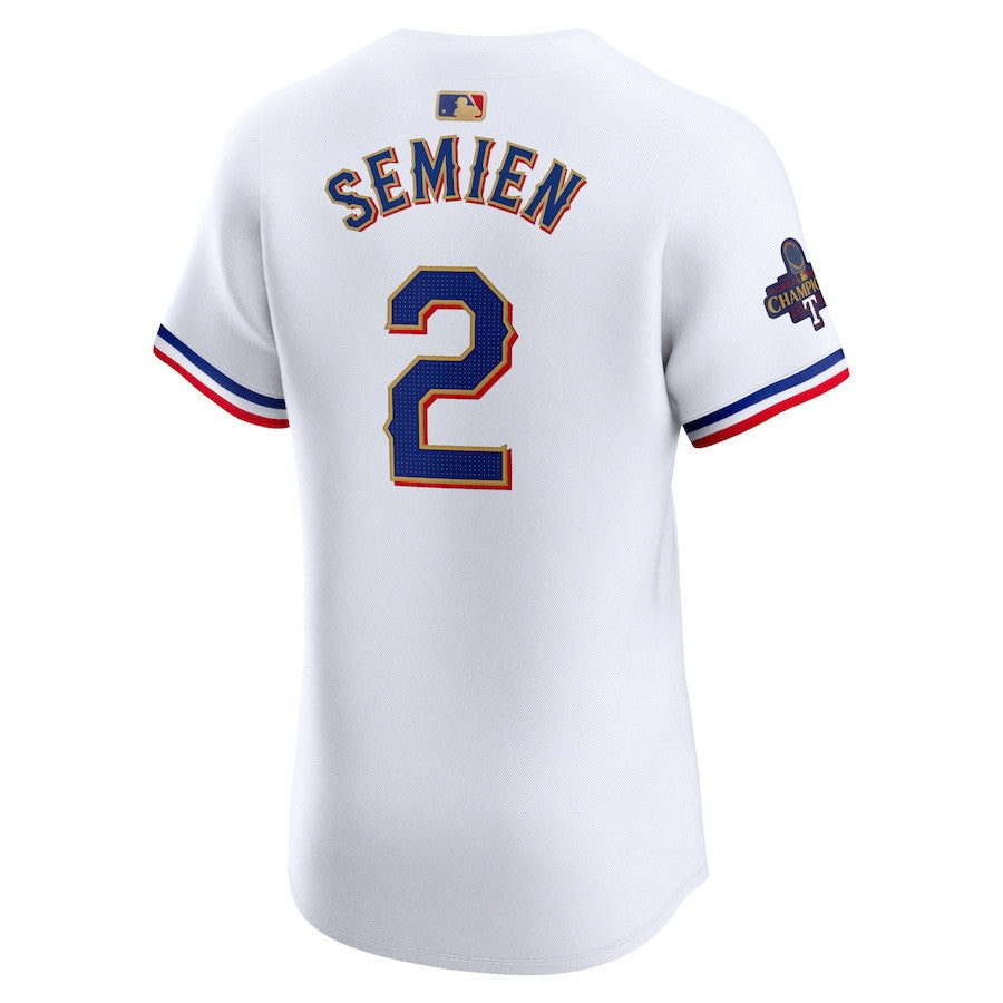 Marcus Semien 2 Texas Rangers 2024 Gold Collection ELITE Player Jersey - White