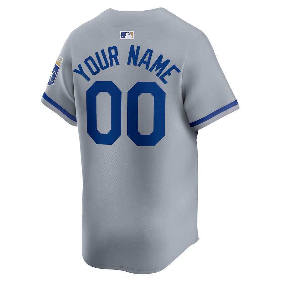 Kansas City Royals Away Limited Custom Men Jersey - Gray