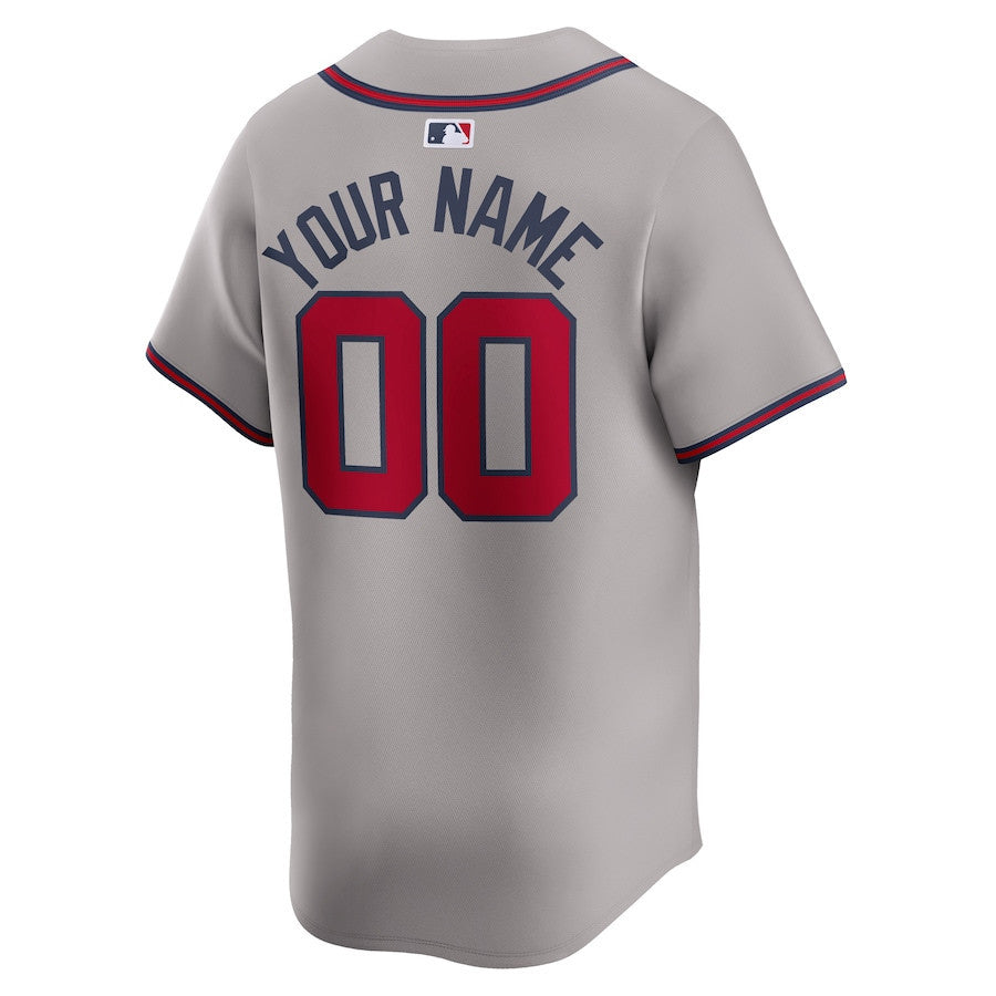 Atlanta Braves Away Limited Custom Men Jersey - Gray