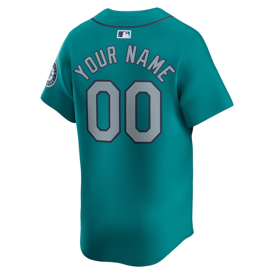 Seattle Mariners Alternate Limited Custom Men Jersey - Aqua