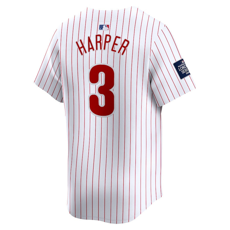 Bryce Harper 3 Philadelphia Phillies 2024 MLB World Tour London Series Home Limited Player Men Jersey - White