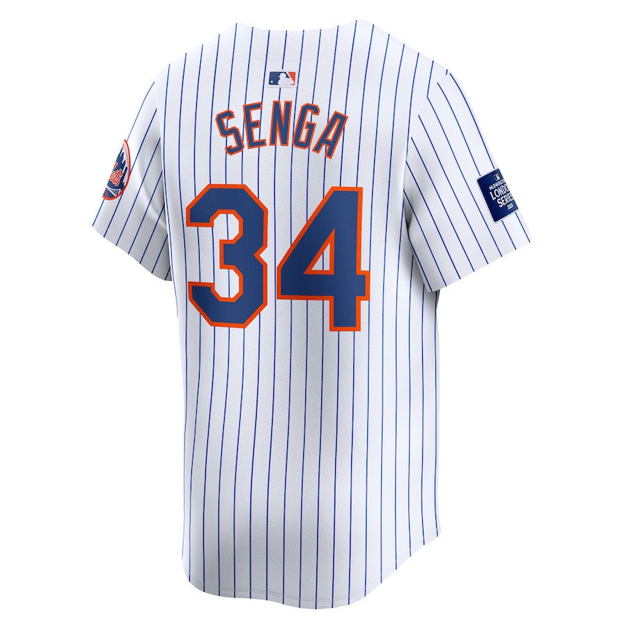 Kodai Senga 34 New York Mets 2024 MLB World Tour London Series Home Limited Player Men Jersey - White
