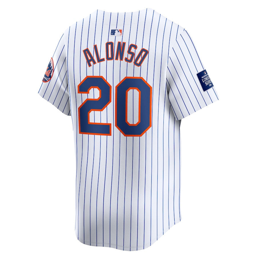 Pete Alonso 20 New York Mets 2024 MLB World Tour London Series Home Limited Player Men Jersey - White