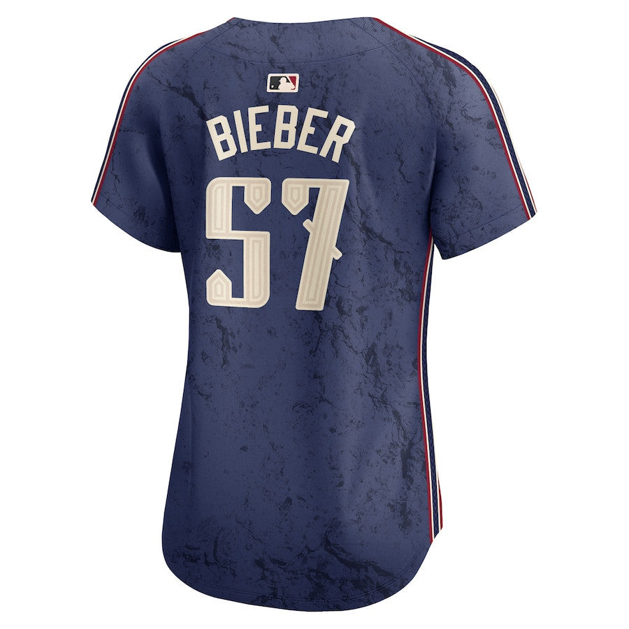 Shane Bieber 57 Cleveland Guardians 2024 City Connect Limited Women Jersey - Navy