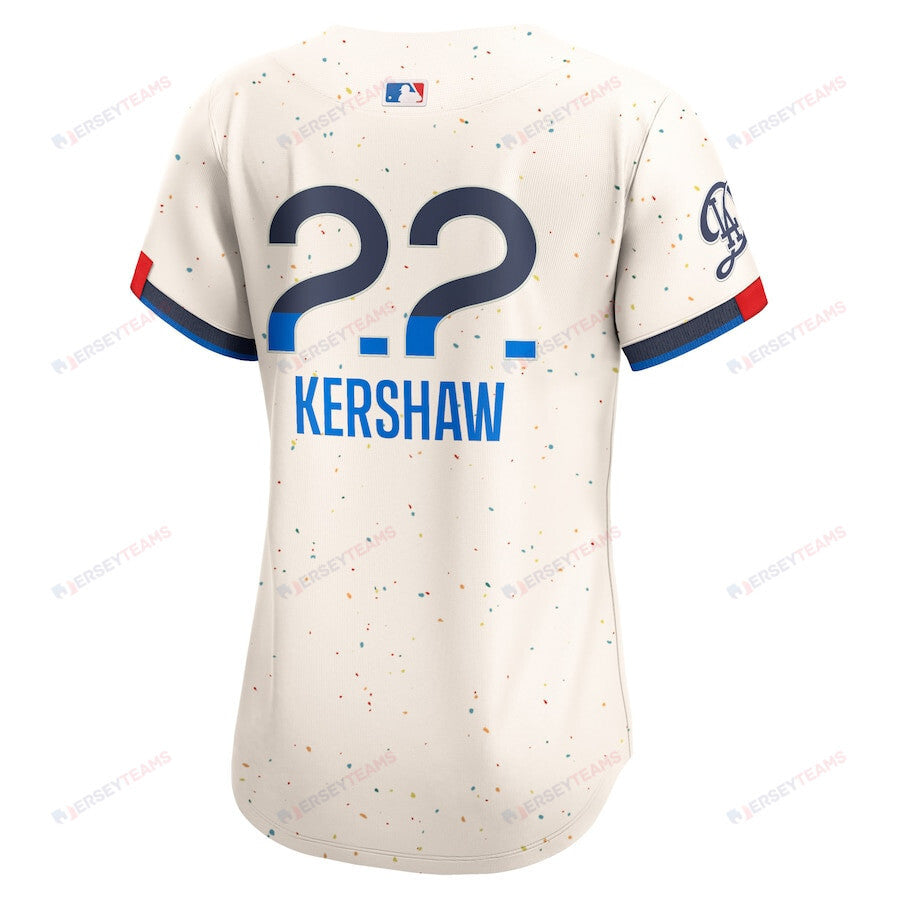 Clayton Kershaw 22 Los Angeles Dodgers 2024 City Connect Limited Women Jersey - Cream